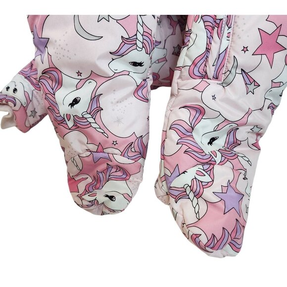 The Childrens Place Girls Unicorn Snowsuit Size 9-12 Month Fleece Lining & Hood - Picture 5 of 7